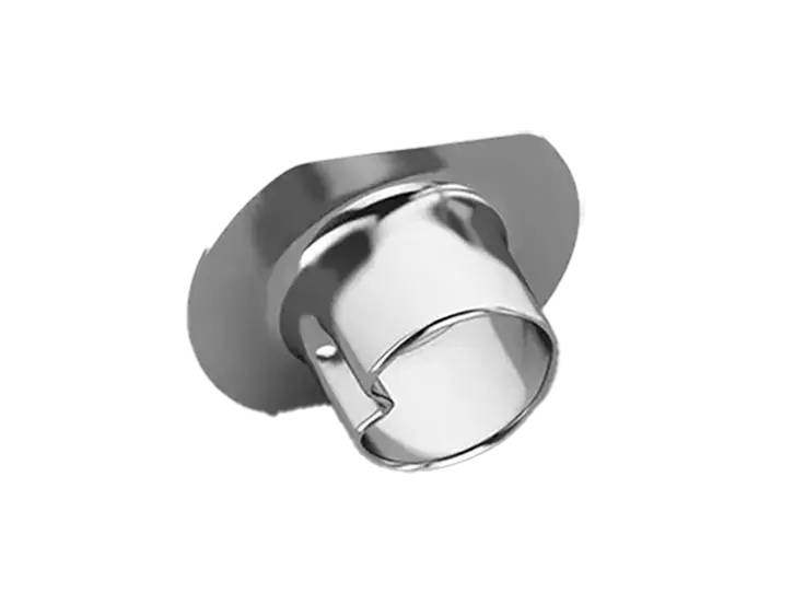 Anti-rotation rivet indent on Superior Glide nail-on furniture glide