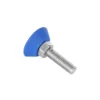 Anti-slip stainless steel leveling feet, underside view