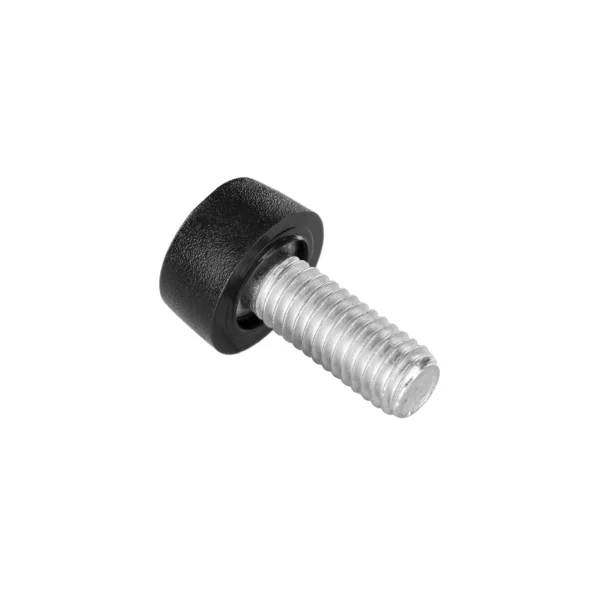Black mini adjustable leveling feet 13mm M6 – underside view showing the threaded stud