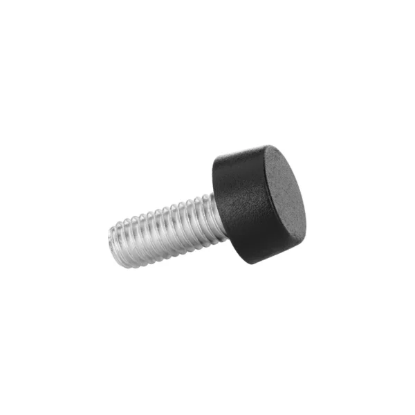 Black mini adjustable leveling feet 13mm M6 – top-down view of the base