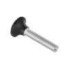 Notched thread leveling feet, underside view