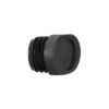 Angled oval tube plugs with pad slot, side view