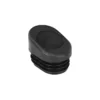Angled oval tube plugs with pad slot, angled view
