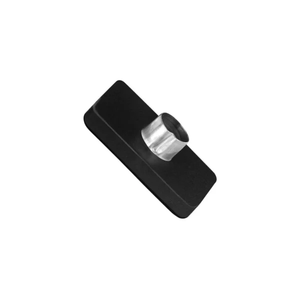 Rectangular nail-on furniture slides, 33 x 19 mm (1.30" x 0.75"), black, three-quarter angle view