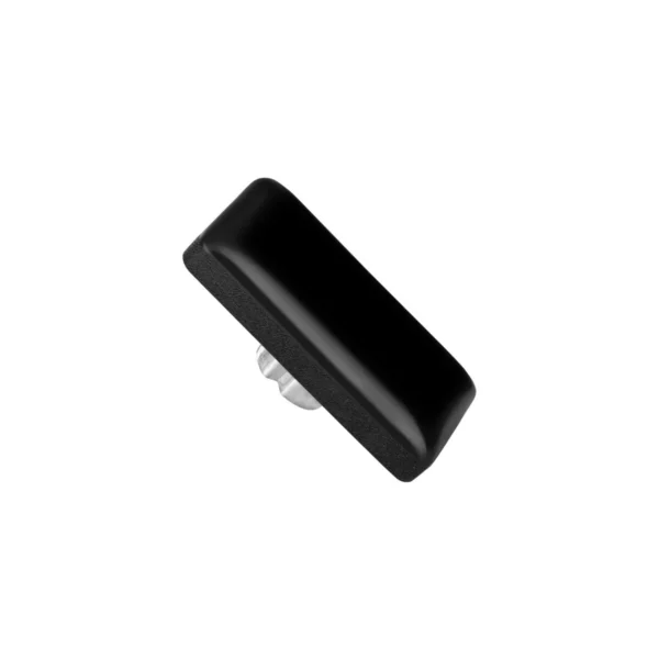 Rectangular nail-on furniture slides, 33 x 19 mm (1.30" x 0.75"), black, angled top view