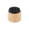 Round nail-on furniture glides, installed on a furniture leg
