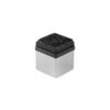 Square self-adhesive furniture glides, installed on a furniture leg