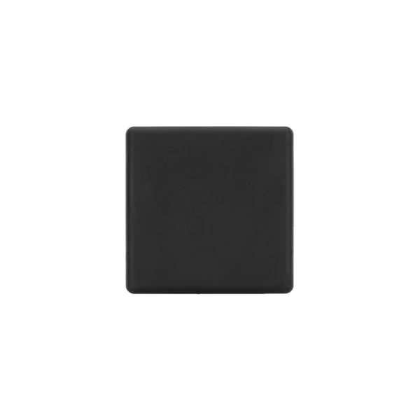 Black square tube plugs 50 × 50 mm, 1–2 mm wall – top-down view of the head