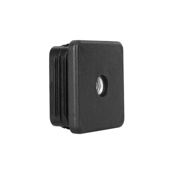 Square threaded inserts: black square tube plug with threaded insert 45 × 45 mm, M8 thread, 1–2 mm wall – side profile