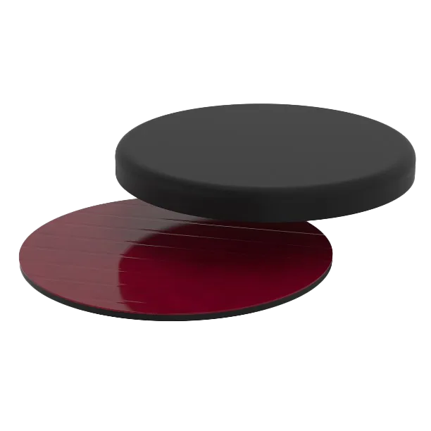 Self-adhesive furniture slide, exploded view showing the ABS sliding plate and EHBF adhesive backing