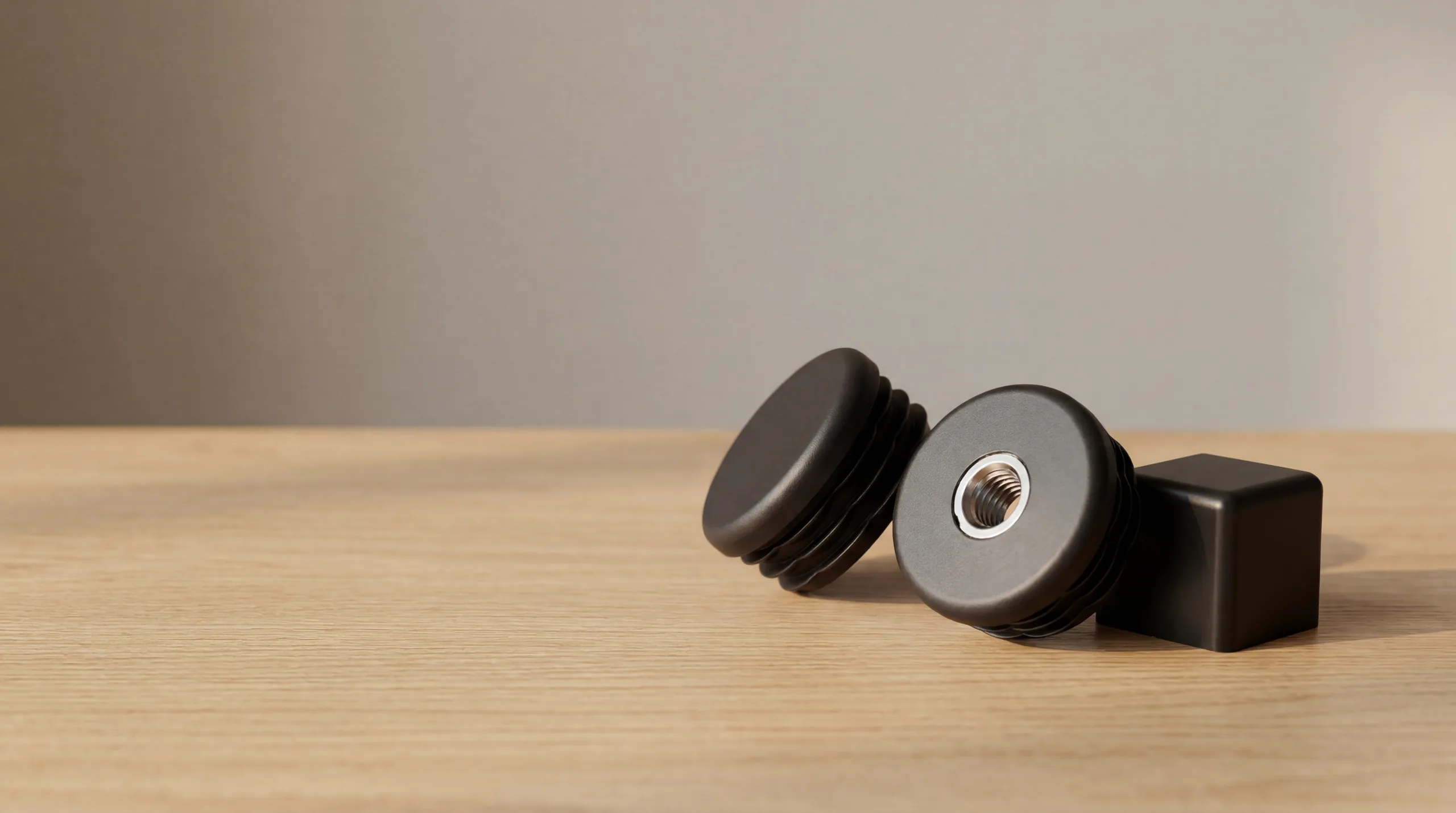 Tube plugs, end caps and threaded inserts for metal furniture legs