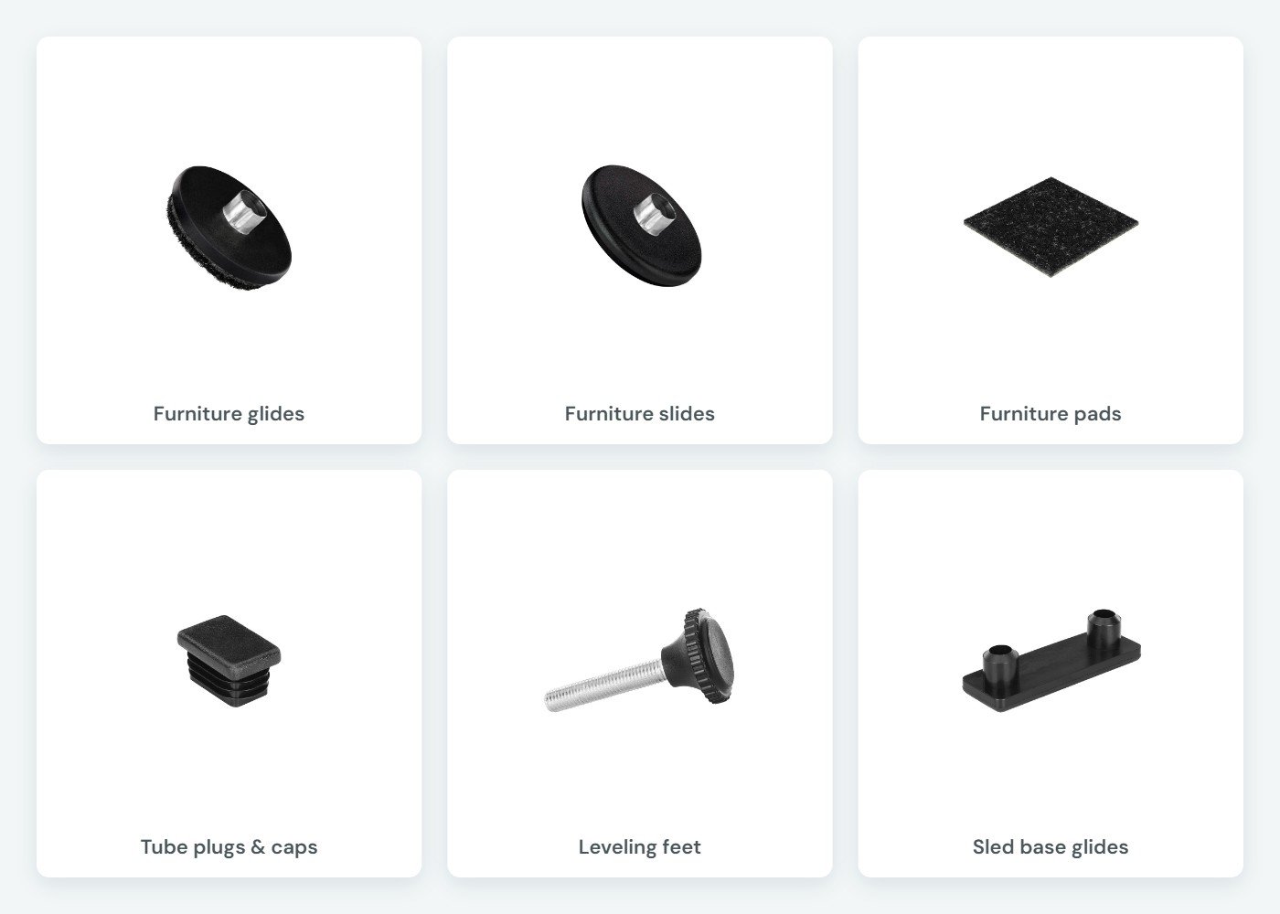 Furniture floor protectors from Superior Glide: furniture glides, furniture slides, furniture pads, tube plugs and caps, adjustable leveling feet and sled base glides